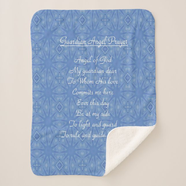 Guardian Angel Prayer Blue Sherpa Blanket (Front)