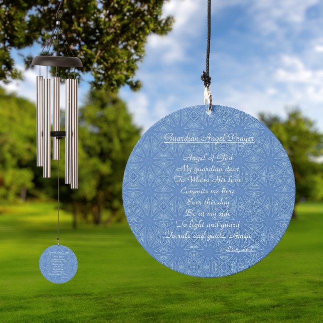 Guardian Angel Prayer Blue Wind Chime (Outdoor)