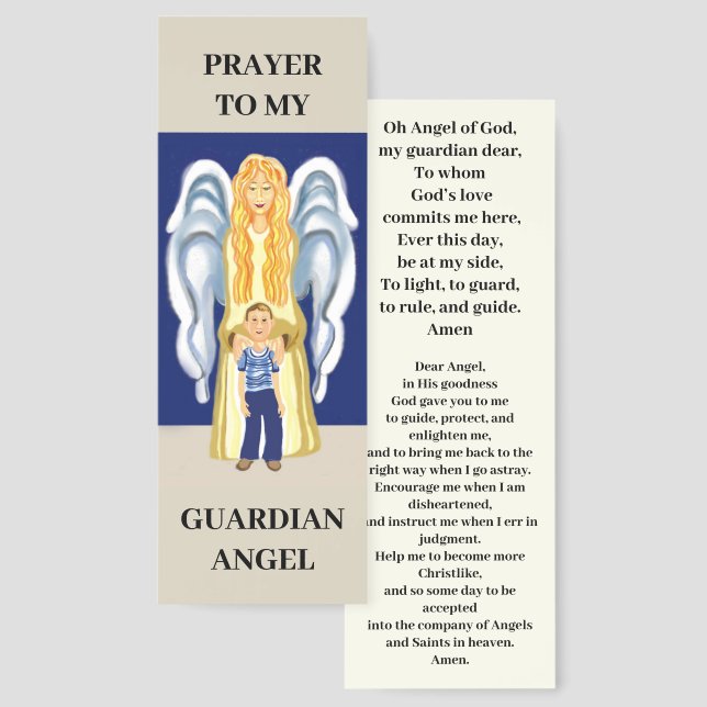 Guardian angel prayer boys Bookmark (Front & Back)