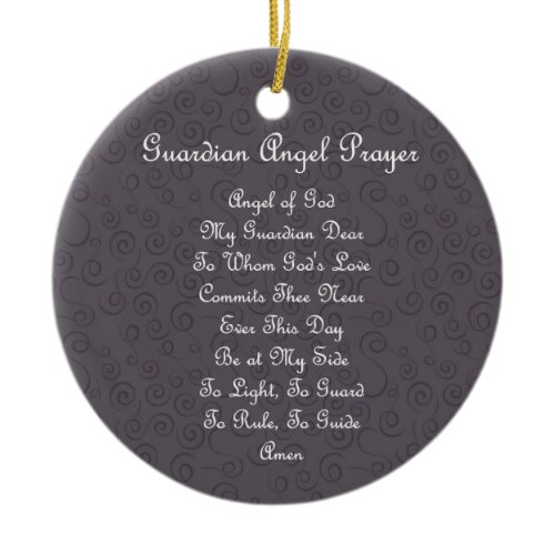 Guardian Angel Prayer Charcoal Ceramic Ornament