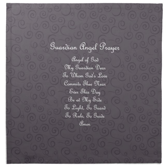 Guardian Angel Prayer Charcoal Cloth Napkin (Front)