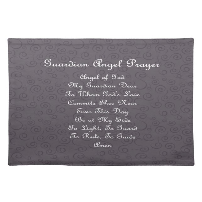 Guardian Angel Prayer Charcoal  Cloth Placemat (Front)