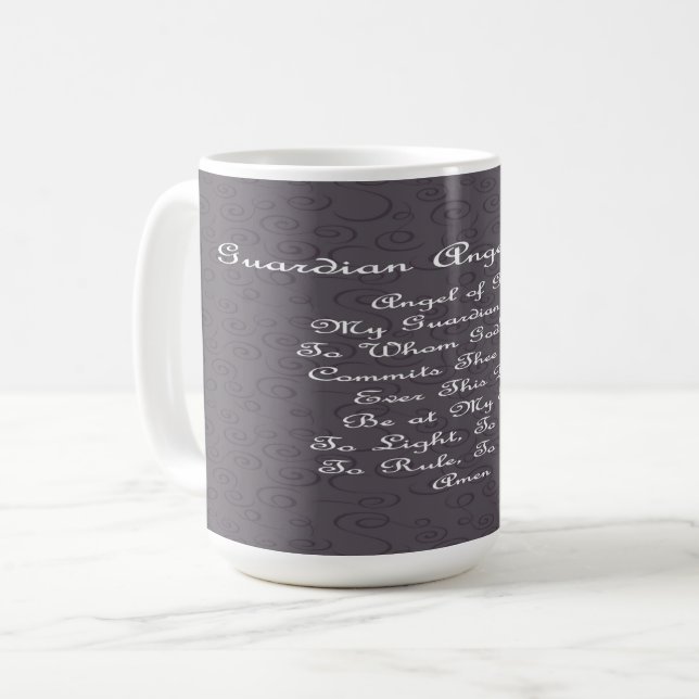 Guardian Angel Prayer Charcoal Coffee Mug (Front Left)