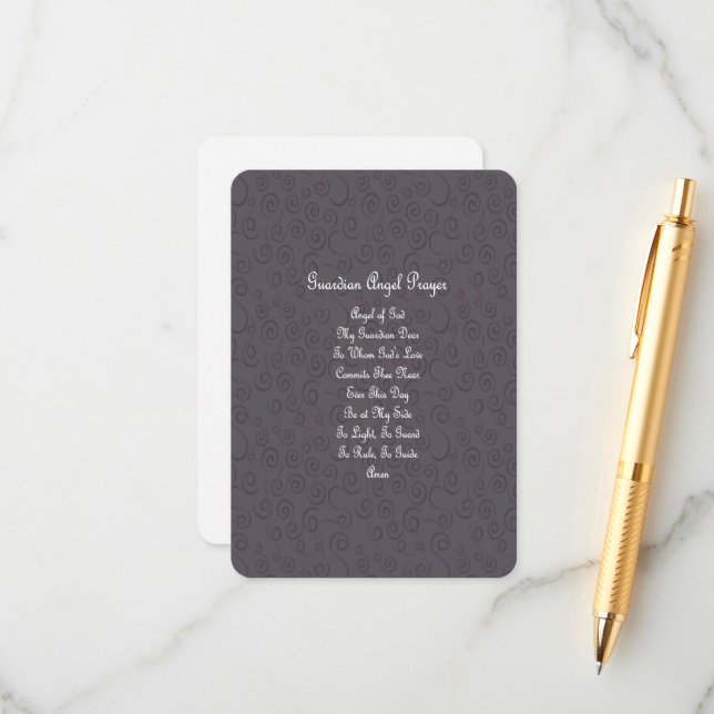 Guardian Angel Prayer Charcoal Grey Enclosure Card (Front/Back In Situ)