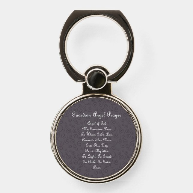 Guardian Angel Prayer Charcoal Grey  Phone Ring Stand (Front)