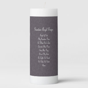 Guardian Angel Prayer Charcoal Grey Pillar Candle