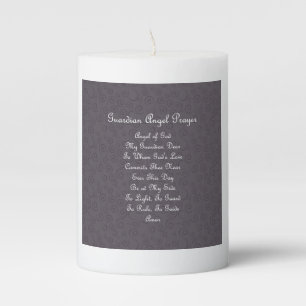 Guardian Angel Prayer Charcoal Grey Pillar Candle