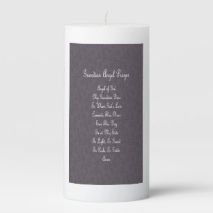 Guardian Angel Prayer Charcoal Grey Pillar Candle
