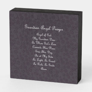 Guardian Angel Prayer Charcoal Grey Wooden Box Sign