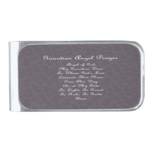 Guardian Angel Prayer Charcoal Silver Finish Money Clip