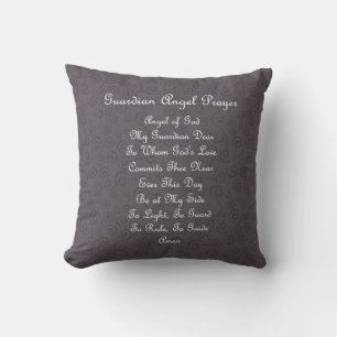 Guardian Angel Prayer Charcoal Throw Pillow