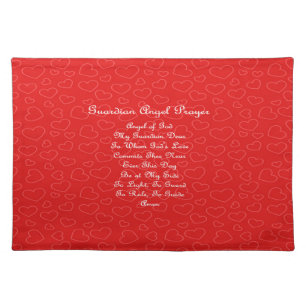 Guardian Angel Prayer Hearts Cloth Placemat