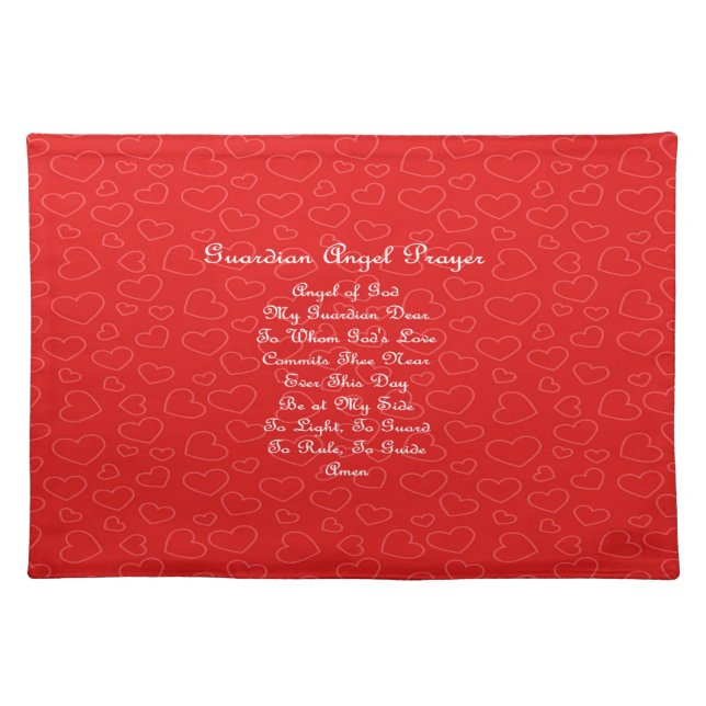 Guardian Angel Prayer Hearts  Cloth Placemat (Front)