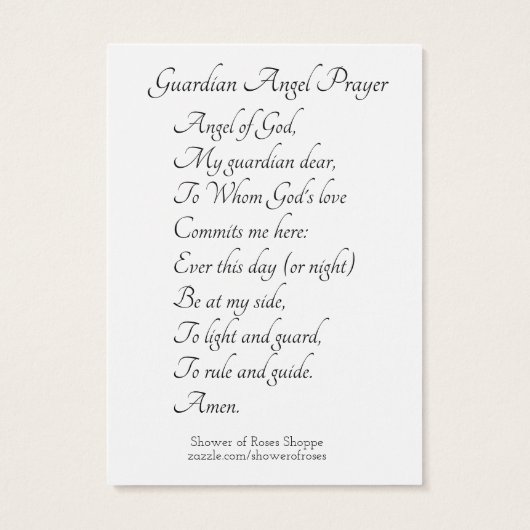 Guardian Angel Prayer Holy Card (Back)