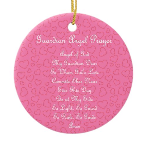 Guardian Angel Prayer Pink Ceramic Ornament