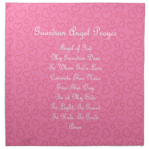 Guardian Angel Prayer Pink  Cloth Napkin