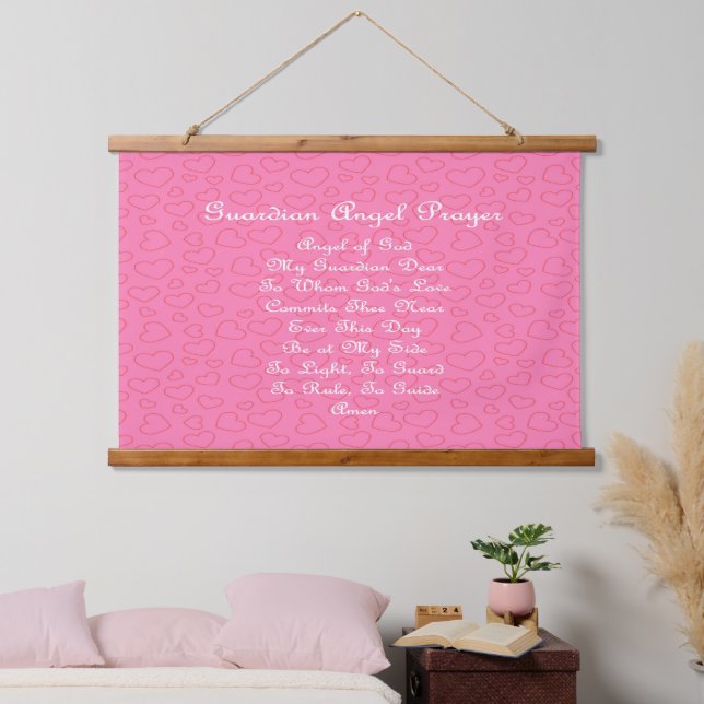 Guardian Angel Prayer Pink  Hanging Tapestry (Bedroom)