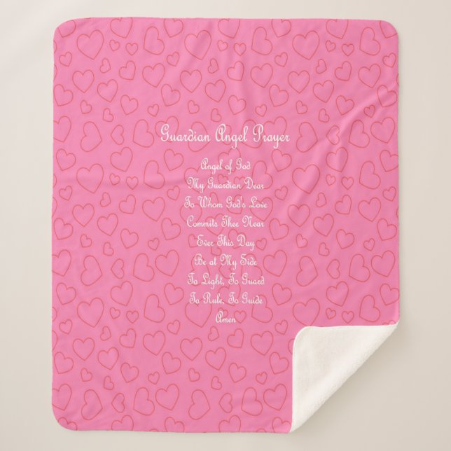 Guardian Angel Prayer Pink Sherpa Blanket (Front)