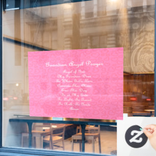 Guardian Angel Prayer Pink Window Cling