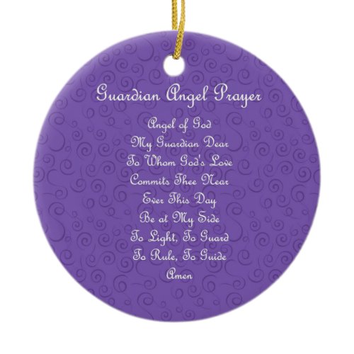 Guardian Angel Prayer Purple Ceramic Ornament
