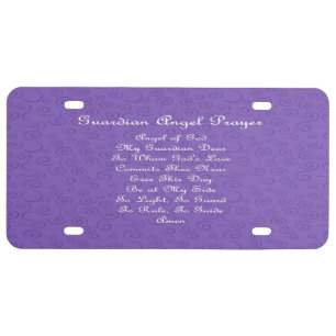 Guardian Angel Prayer Purple License Plate