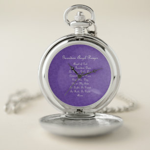 Guardian Angel Prayer Purple Pocket Watch