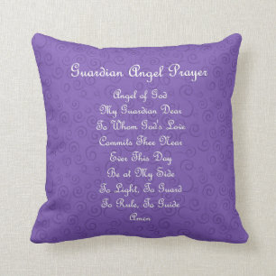Guardian Angel Prayer Purple Throw Pillow