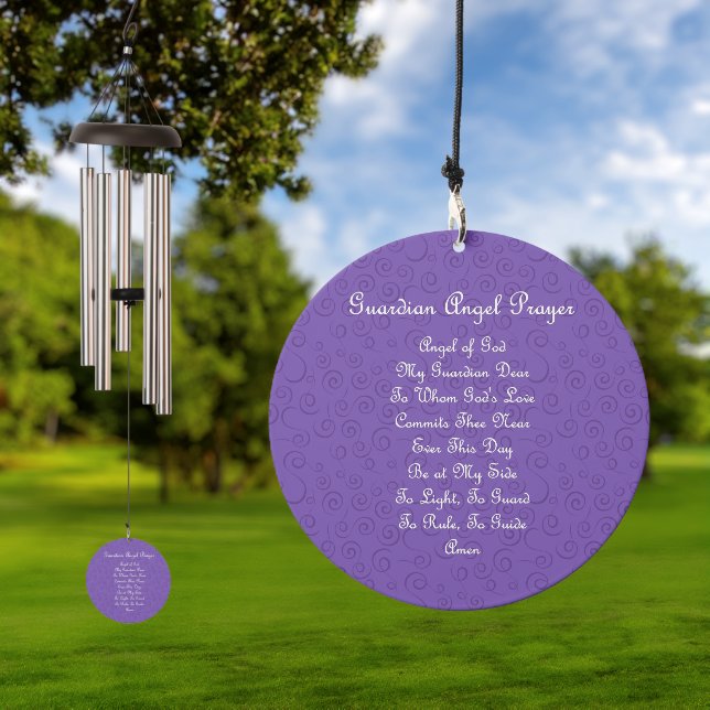 Guardian Angel Prayer Purple Wind Chime (Outdoor)