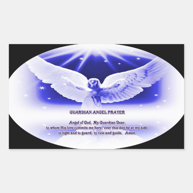 guardian angel prayer rectangular sticker (Front)
