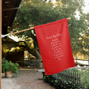Guardian Angel Prayer Red Hearts House Flag