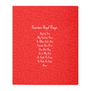 Guardian Angel Prayer Red Hearts Metal Print