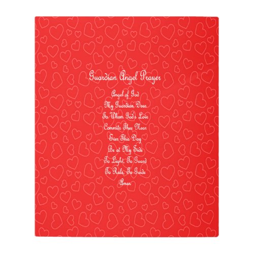 Guardian Angel Prayer Red Hearts  Metal Print