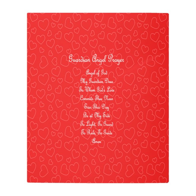 Guardian Angel Prayer Red Hearts  Metal Print (Front)