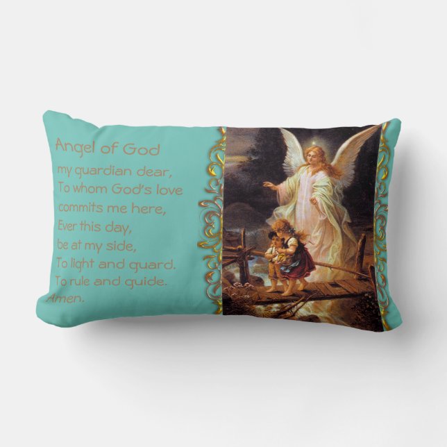 Guardian Angel Prayer Throw Pillow (Front)