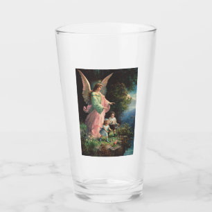 Guardian angel protecting children near a ledge glass