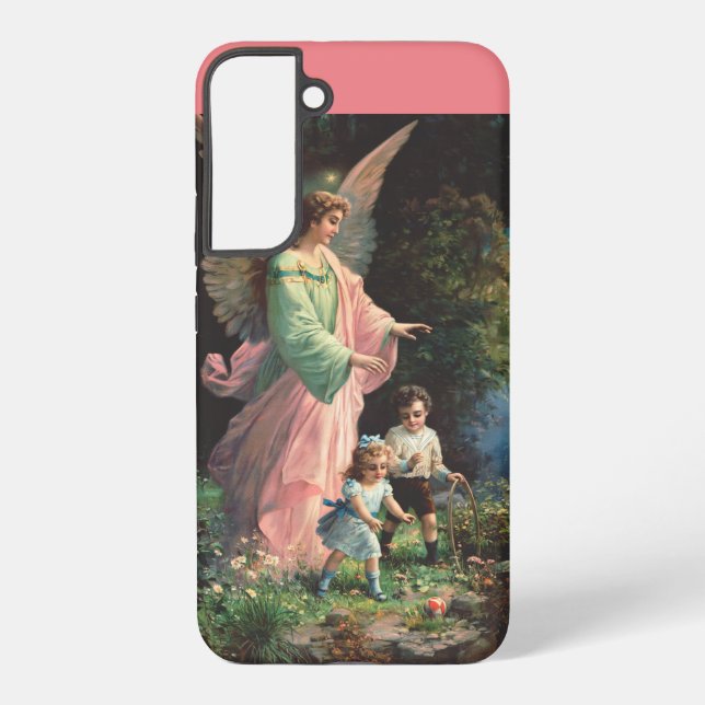 Guardian angel protecting children near a ledge samsung galaxy case (Back)