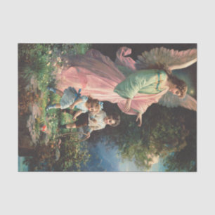 Guardian angel protecting children near a ledge tissue paper