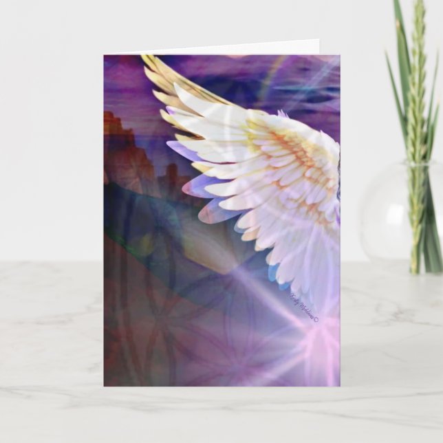 Guardian Angel Purple Wing – Blank Greeting Card (Front)