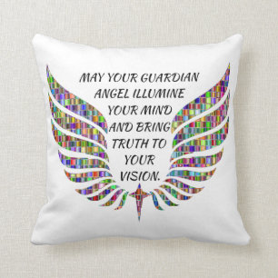 Guardian Angel Quote/Angel Wings Throw Pillow