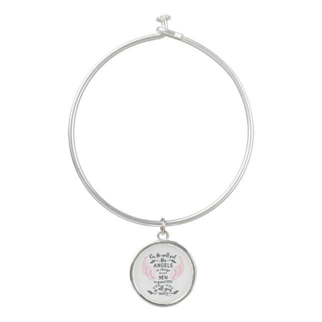 Guardian Angel Religious Bible Verse Jewelry Bangle Bracelet (Front)