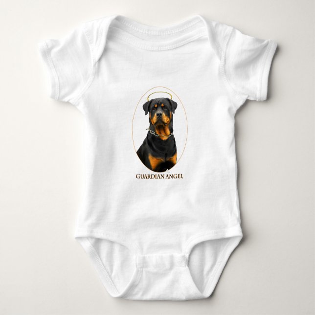 guardian angel rottweiler halo baby bodysuit (Front)