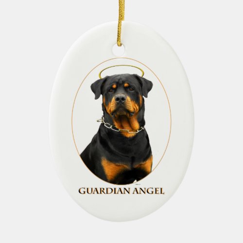 guardian angel rottweiler halo ornament