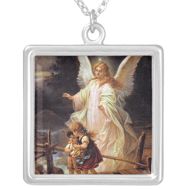 Guardian Angel Silver Plated Necklace (Front)