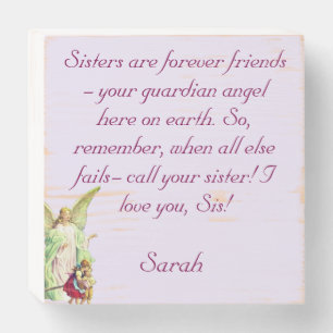 Guardian Angel Sisters Wood Box Sign