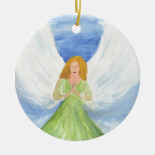 Guardian Angel spiritual prayer Christianity Halo  Ceramic Ornament