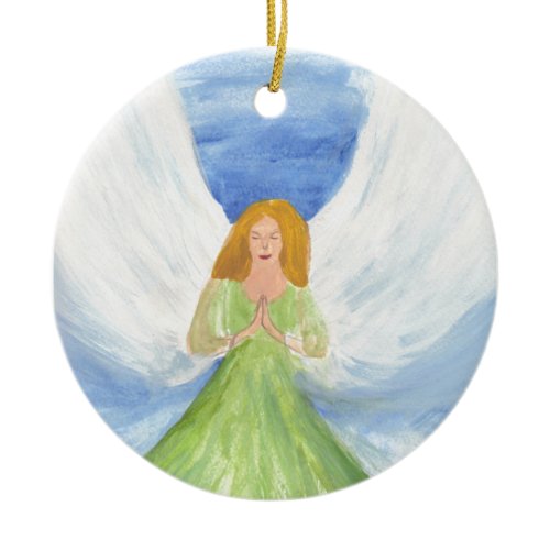 Guardian Angel spiritual prayer Christianity Halo  Ceramic Ornament