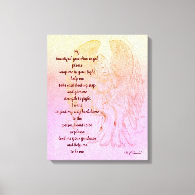 Guardian Angel spiritual recovery poem art canvas Print (Front)