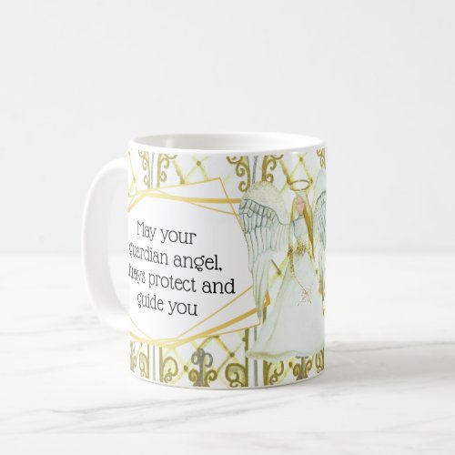 Guardian angel stained glass windows angelic quote coffee mug