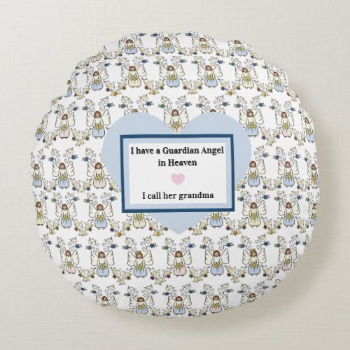 Guardian Angel Throw Pillow, Round Pillow