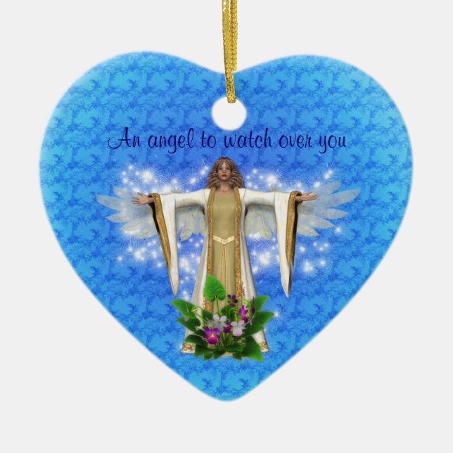 Guardian Angel Watch Over Heart Ornament (Front)
